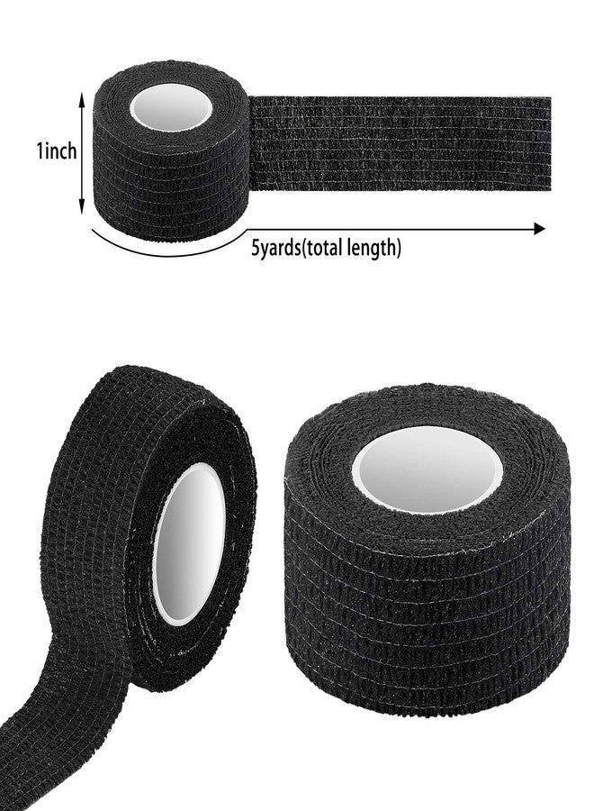 Pangda 12 Pack 1'' x 5 Yards Self Adhesive Bandage Wrap, Black Elastic Breathable Self Adherent Wrap for Sports, Toe, Wrist, Ankle, Swelling Wraps - Image 2